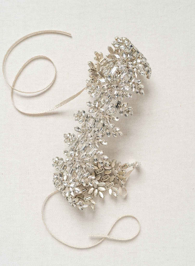 silver bridal crystal headband, headpiece by twigs and honey
