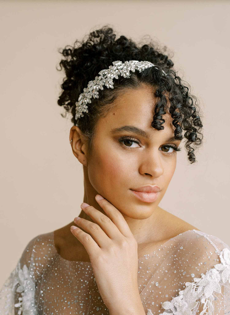 silver bridal crystal headband, headpiece by twigs and honey