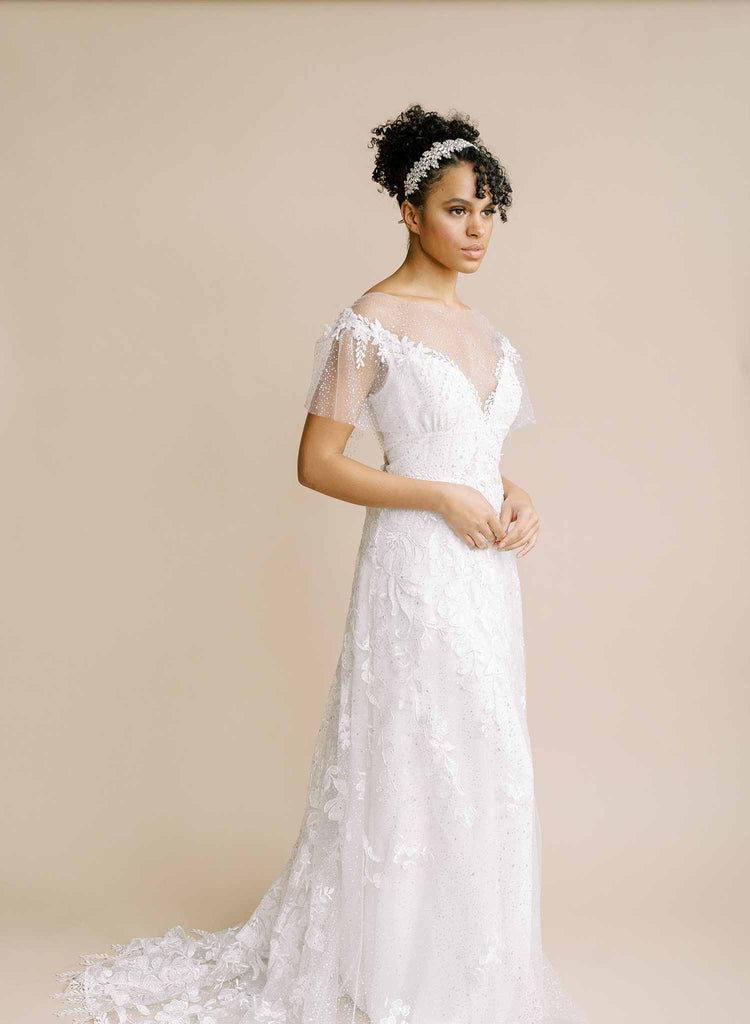 silver bridal crystal headband, headpiece by twigs and honey