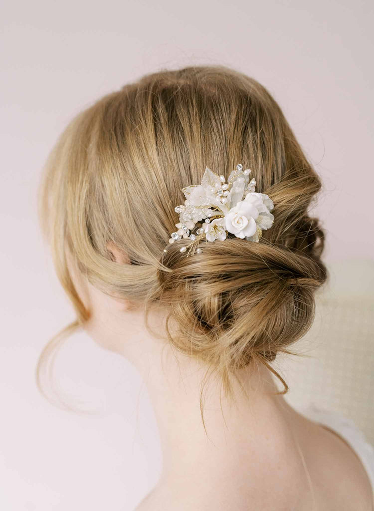 Romantic rose bridal hair pin - Style #2176