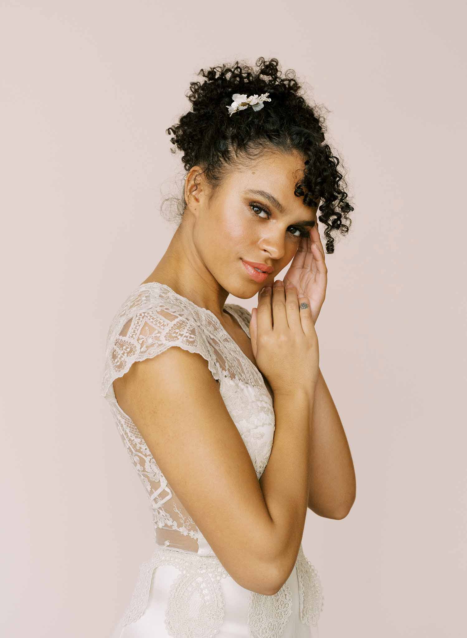 bridal clay flower hair pin by twigs & honey
