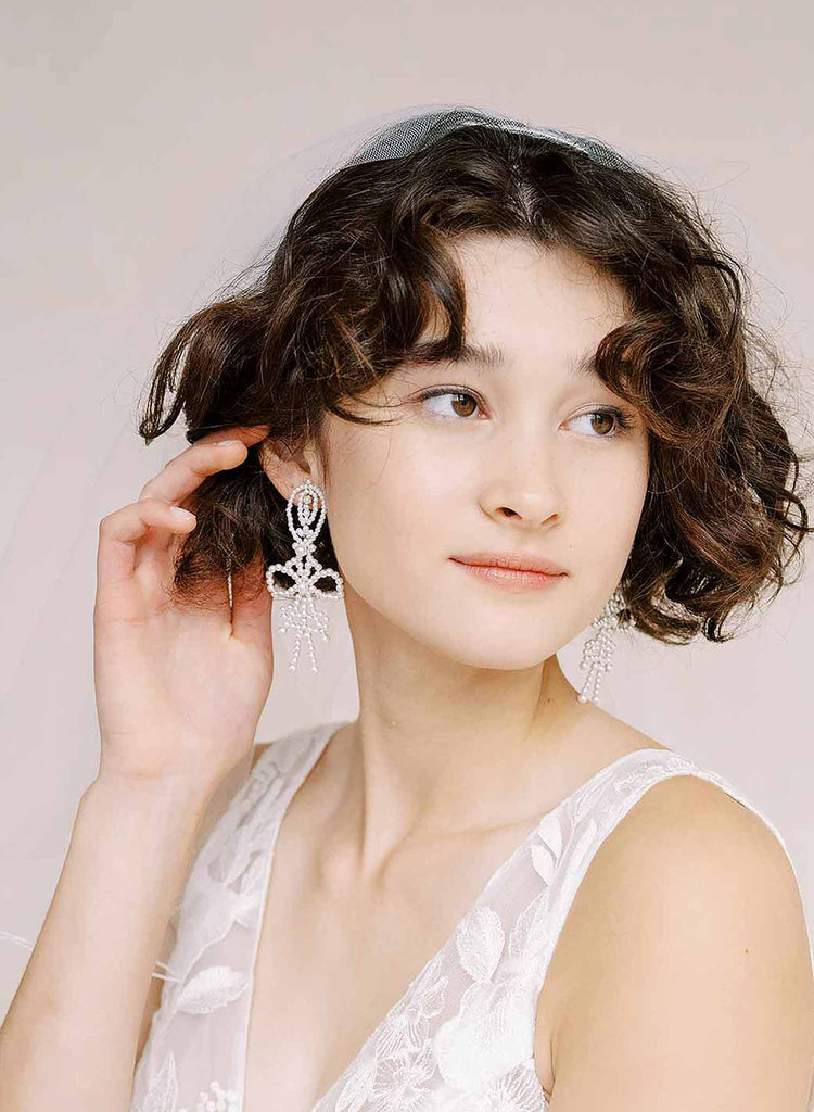 pearl bead bridal bow earrings by twigs & honey