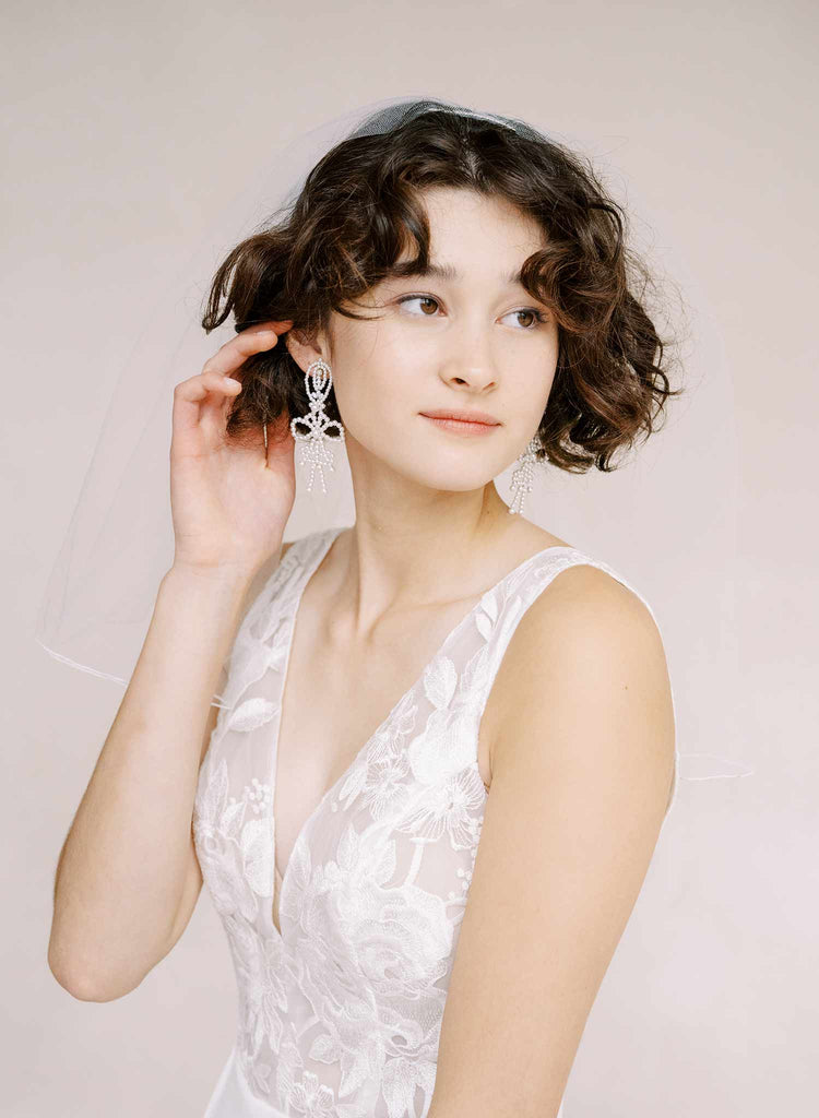 pearl bead bridal bow earrings by twigs & honey
