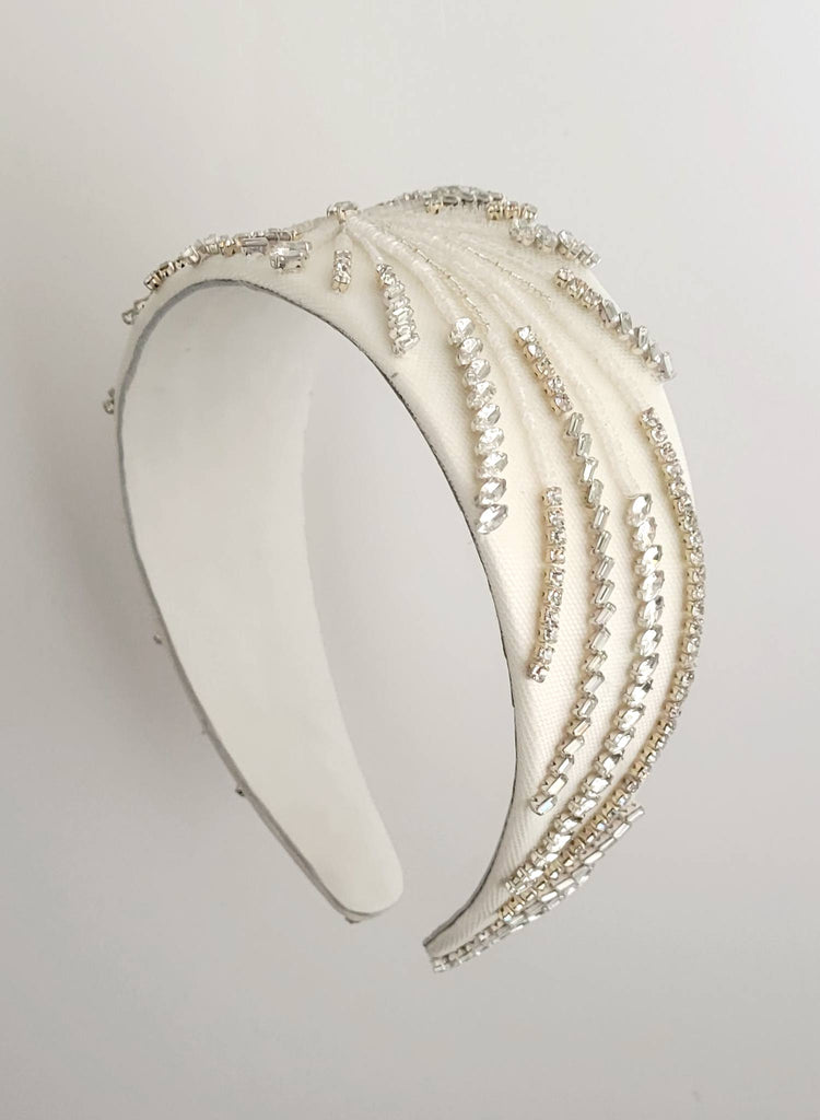 embroidered bridal crystal headband by twigs & honey