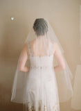 wedding veil with blusher, fingertip length, tulle veil