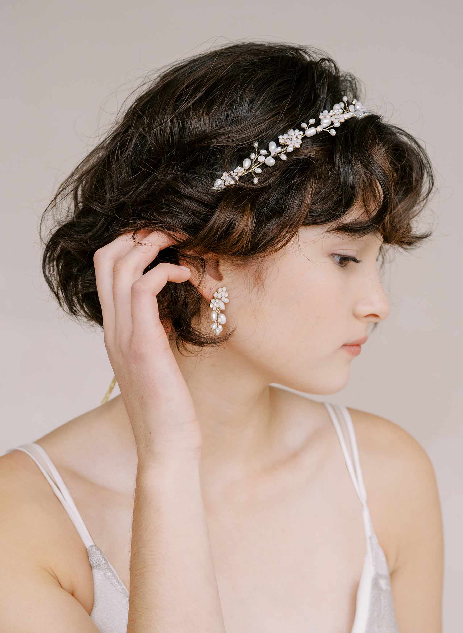 pearl and crystal small bridal earrings by twigs and honey