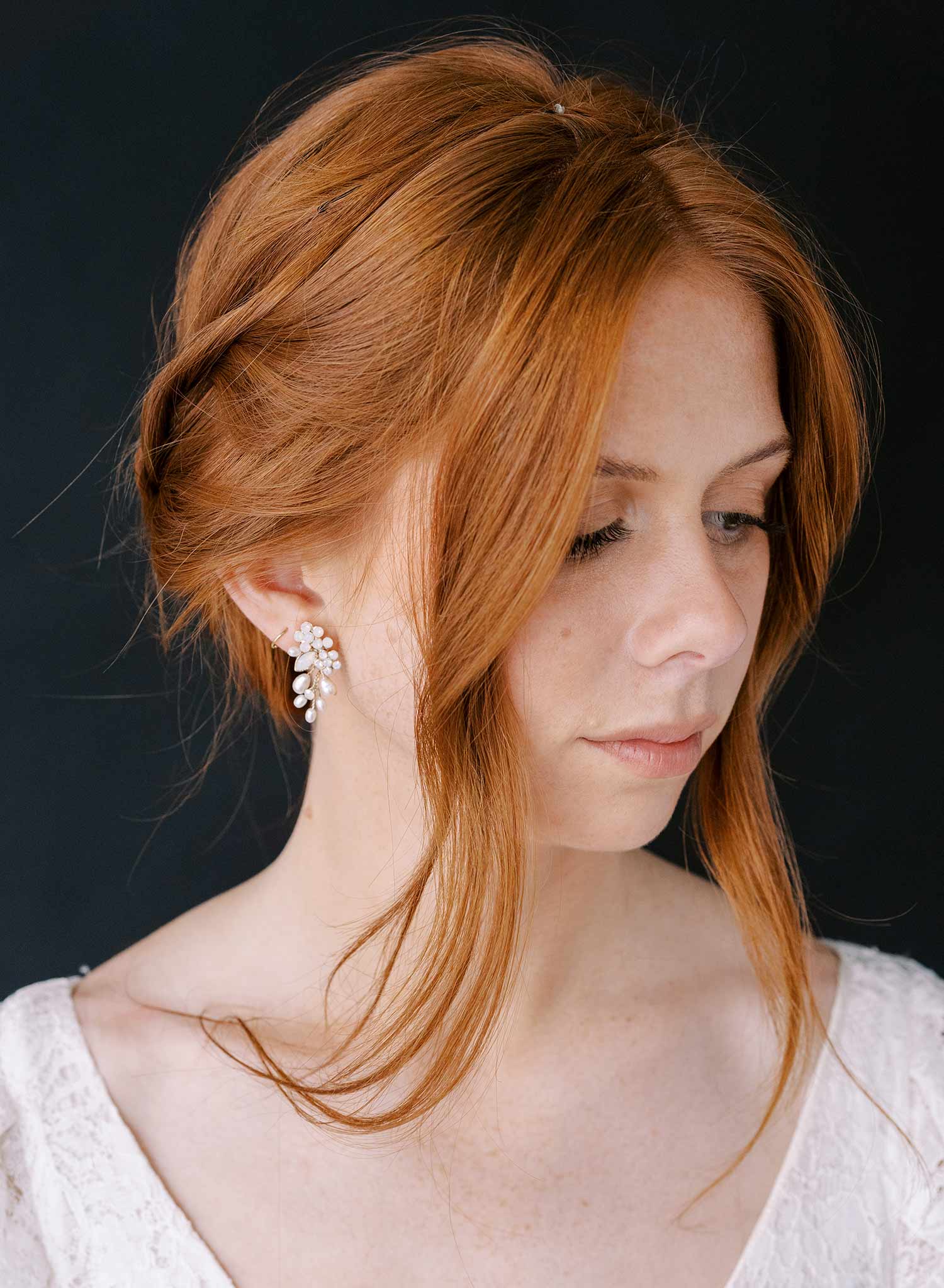pearl and crystal small bridal earrings by twigs and honey
