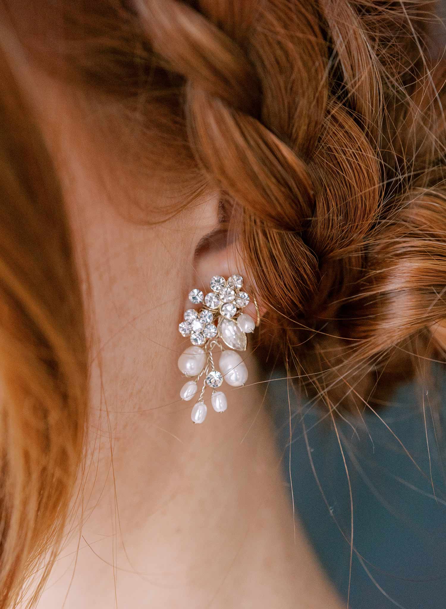 pearl and crystal small bridal earrings by twigs and honey