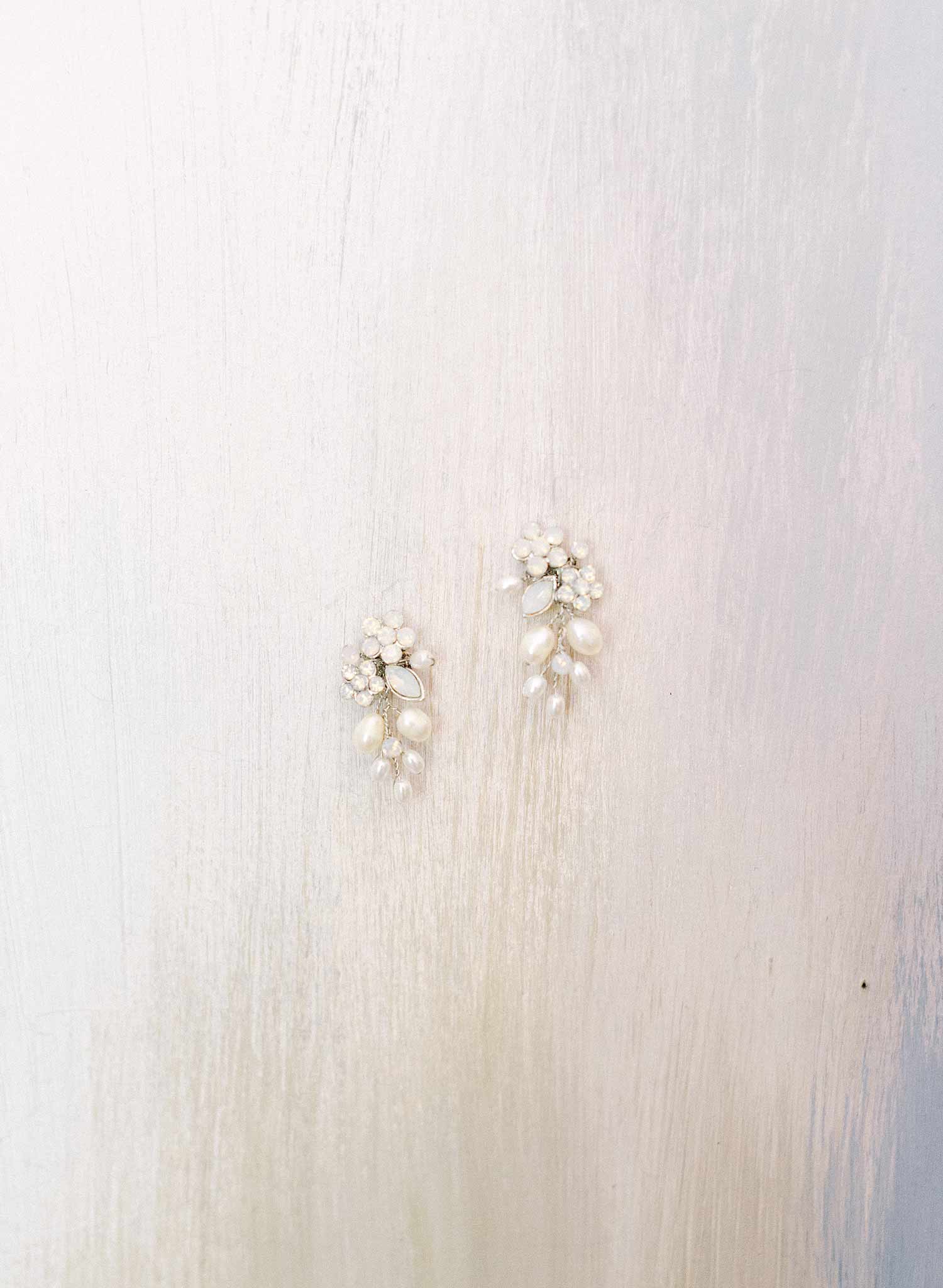 Freshwater pearl and crystal cluster earrings - Style #2301
