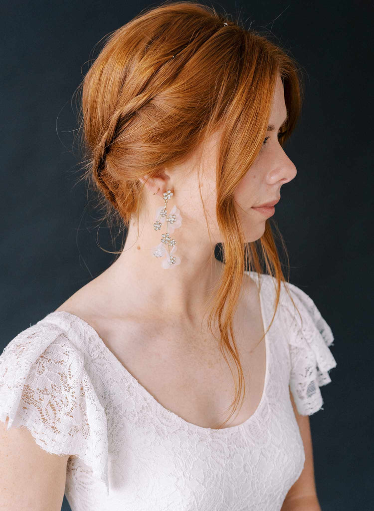 crystal and silk wedding earrings by twigs & honey