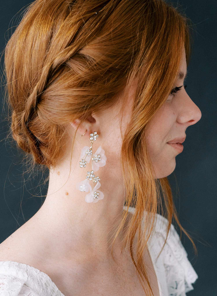 crystal and silk wedding earrings by twigs & honey