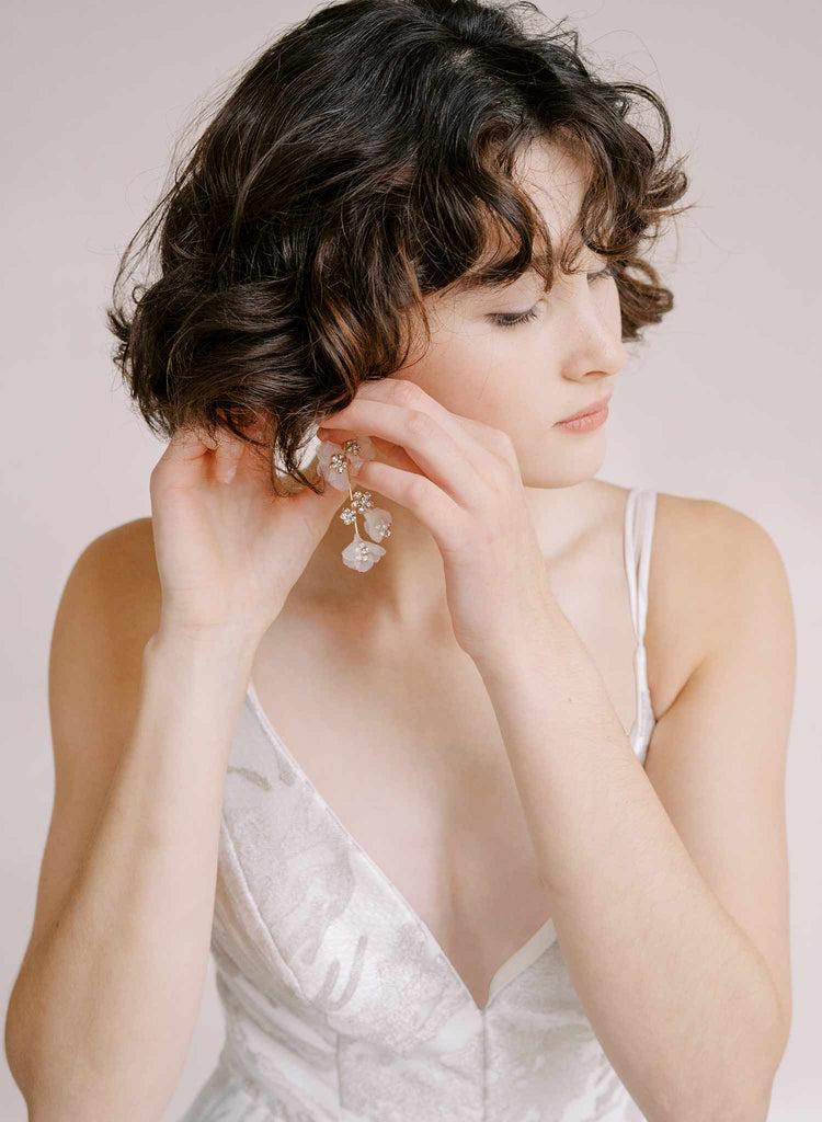 crystal and silk wedding earrings by twigs & honey