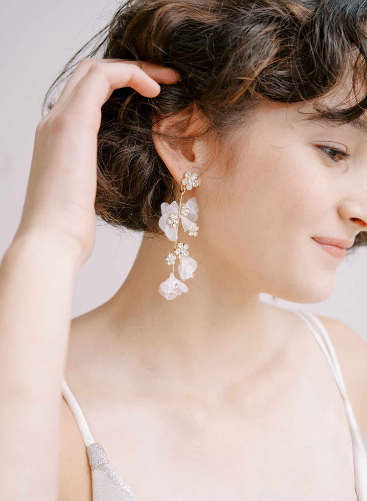 crystal and silk wedding earrings by twigs & honey