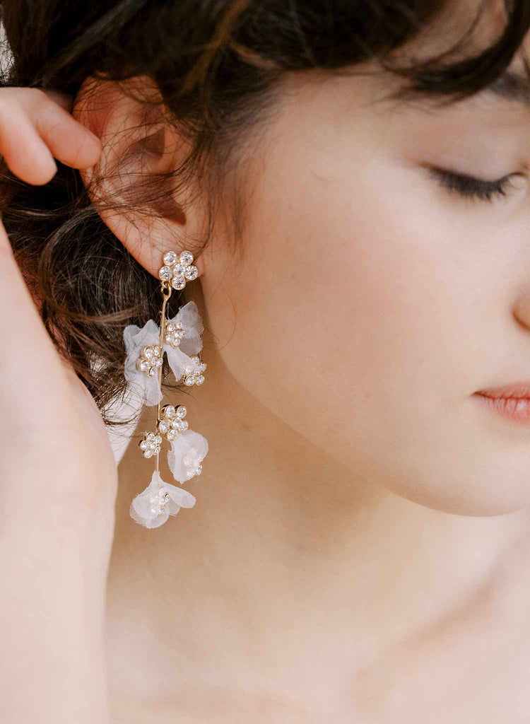 crystal and silk wedding earrings by twigs & honey