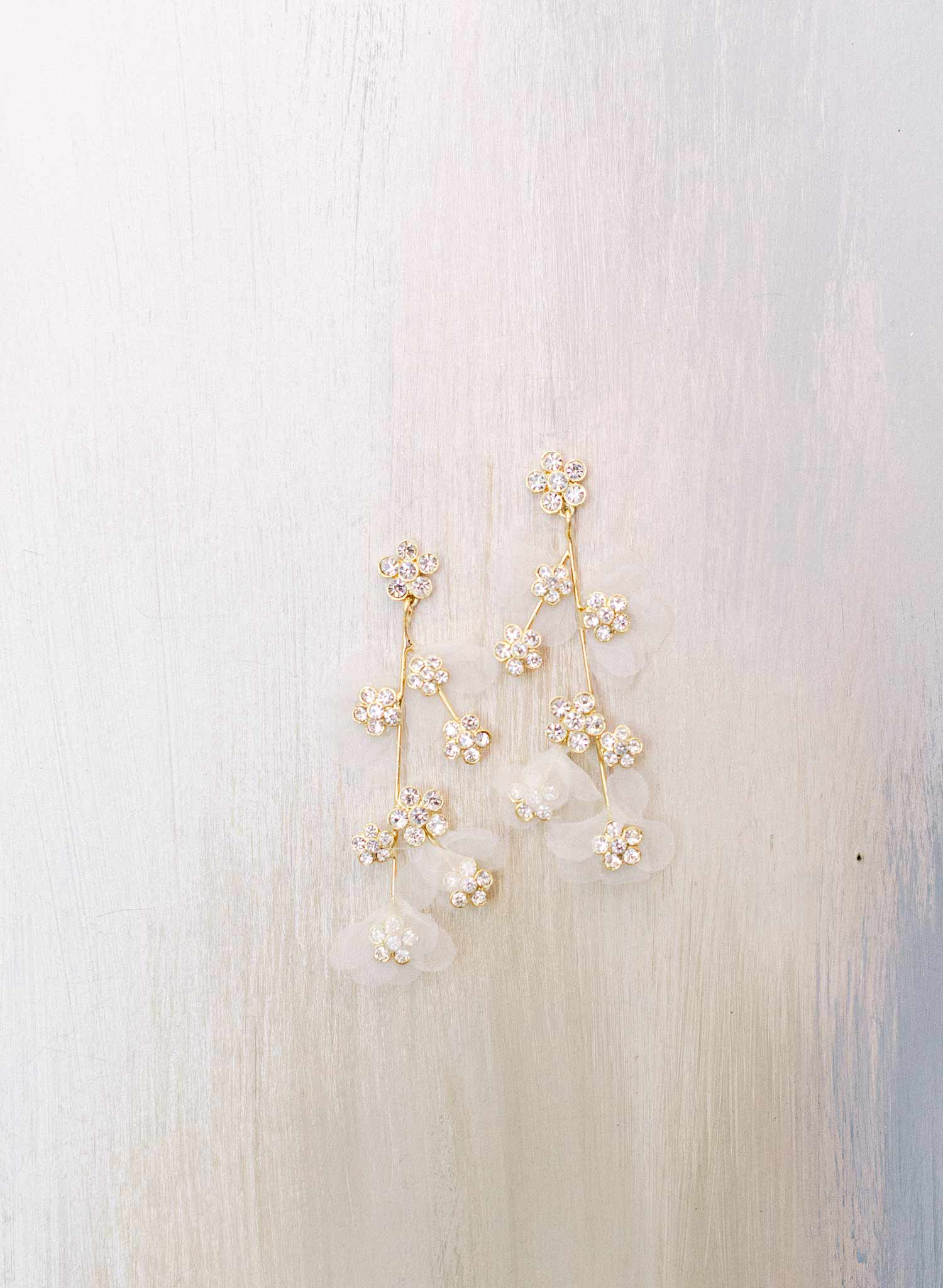 Crystal and silk petal chandelier earring - Style #2304