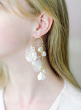 handmade flower and pearl bridal earrings by twigs and honey