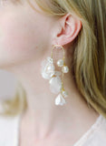 handmade flower and pearl bridal earrings by twigs and honey