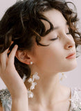 silk and flower bridal earrings by twigs & honey