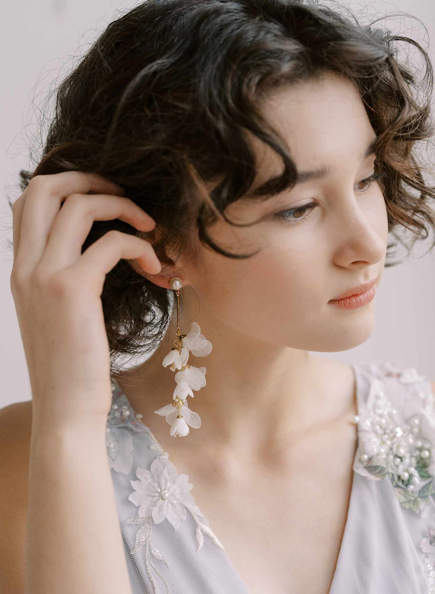 Blossom and silk dangling earrings - Style #2306