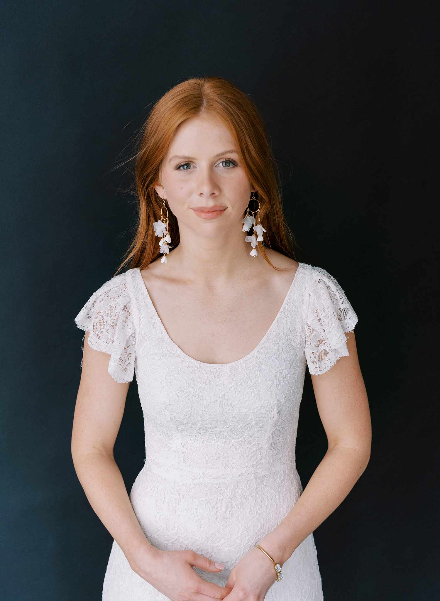 Handmade bridal flower earrings by twigs and honey