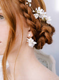 Silk and flower bridal earrings by twigs and honey