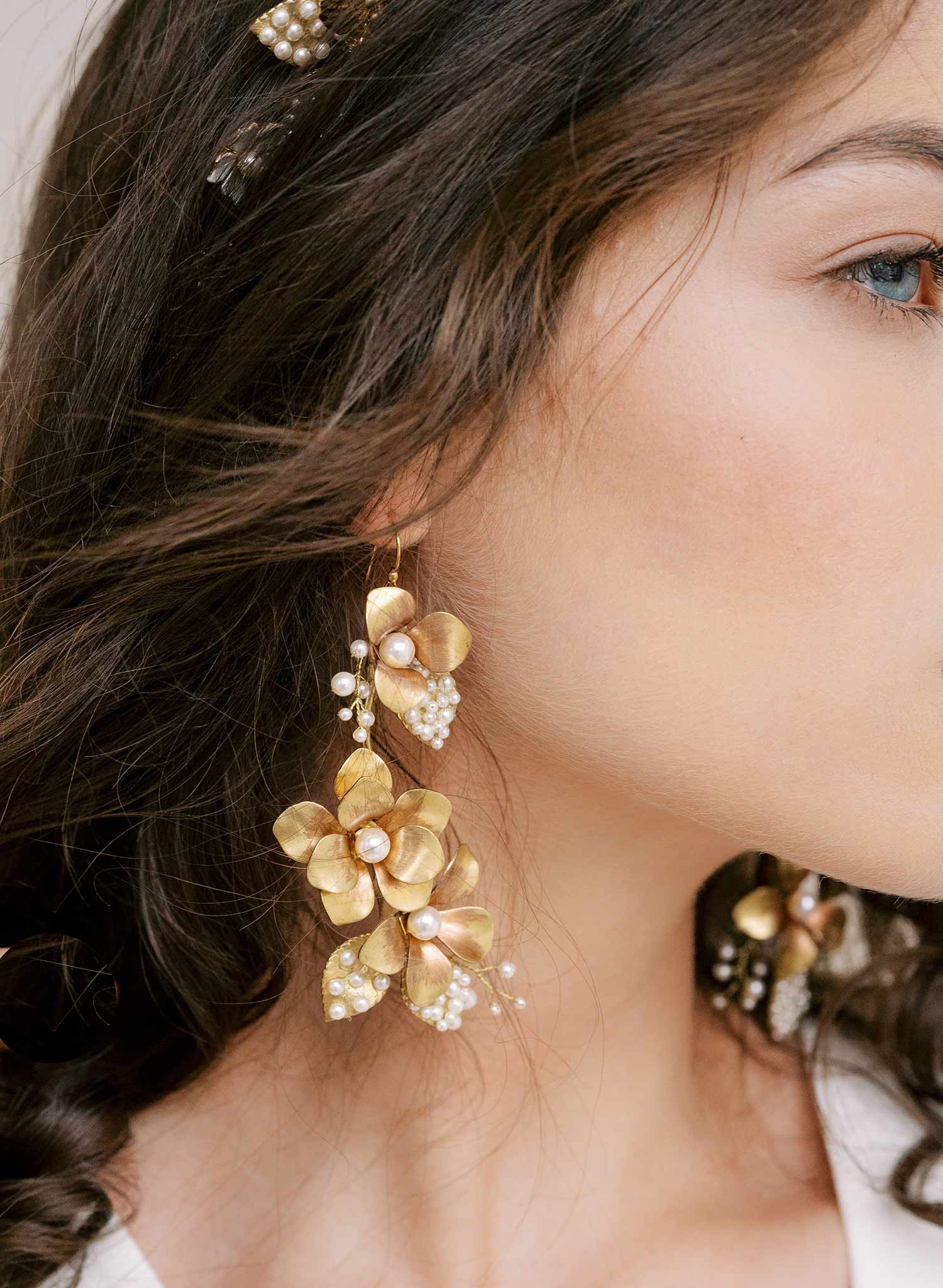 Blooming brass florals chandelier earrings - Style #2312