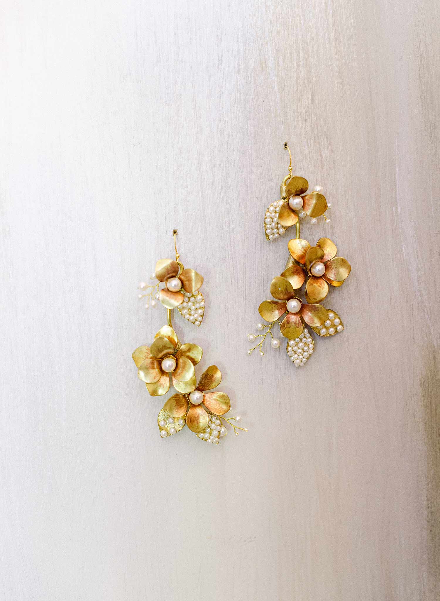 Blooming brass florals chandelier earrings - Style #2312