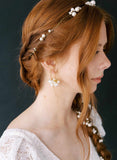 bridal pearl and gold hoop earrings by twigs and honey