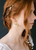 bridal pearl and gold hoop earrings by twigs and honey