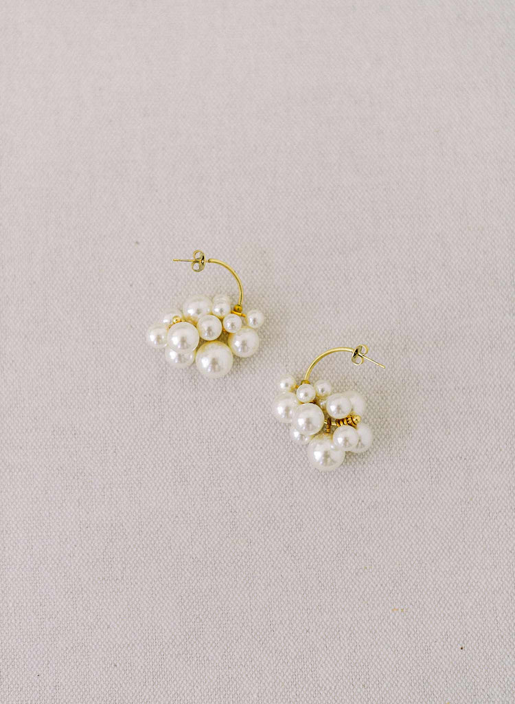 Bridal Cluster Stud Earrings Yellow Gold