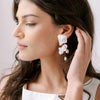 handmade rose flower and pearl bridal earrings by twigs and honey