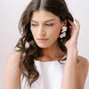 handmade rose flower and pearl bridal earrings by twigs and honey