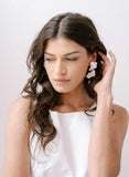 handmade rose flower and pearl bridal earrings by twigs and honey