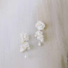 handmade rose flower and pearl bridal earrings by twigs and honey