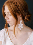 alencon lace bridal hoop earrings by twigs & honey