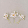 magnolia flower bridal hair pin set by twigs and honey