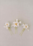 magnolia flower bridal hair pin set by twigs and honey