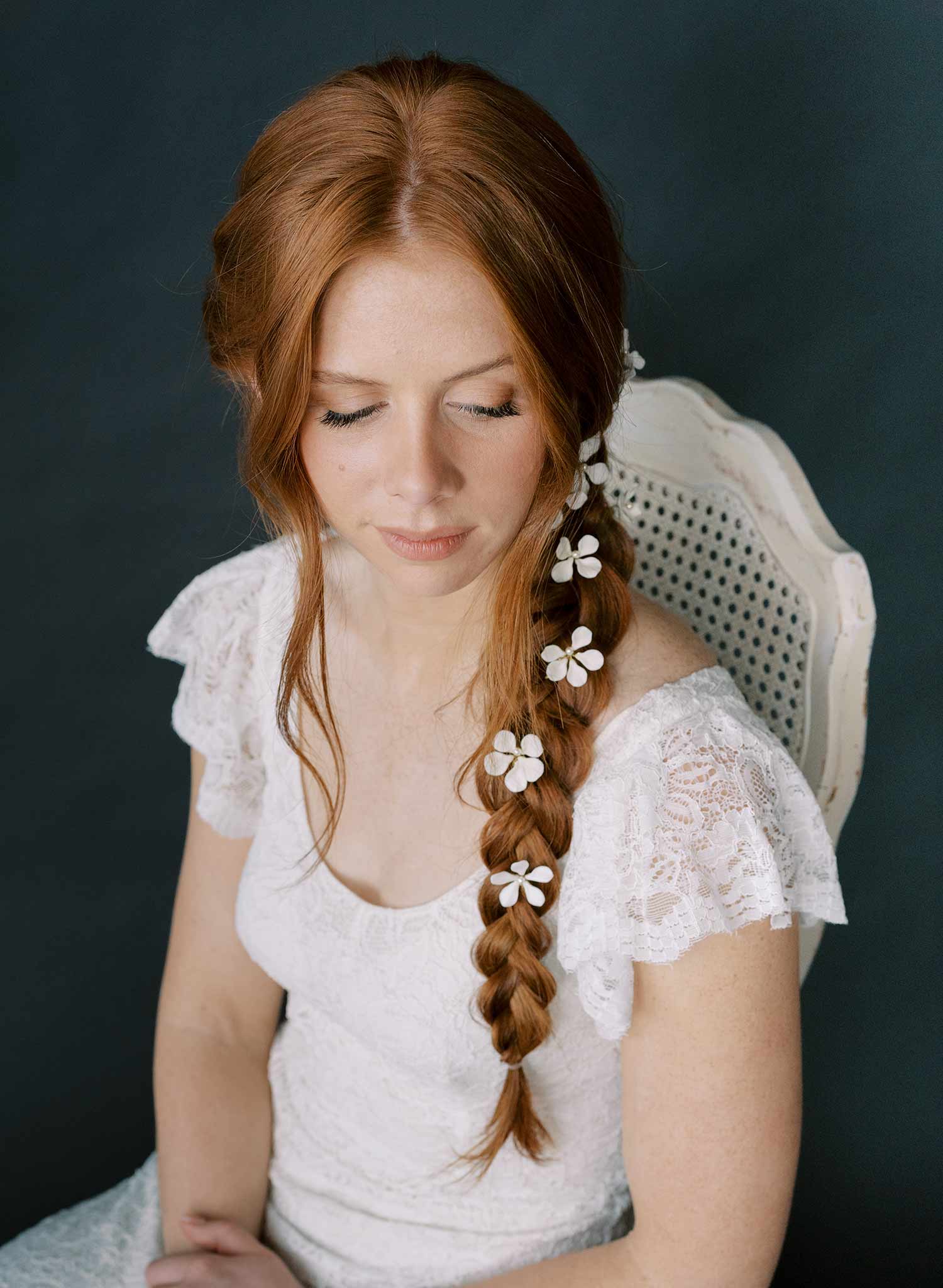 handmade clay flower hair pin set by twigs & honey