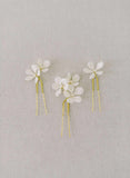 handmade clay flower hair pin set by twigs & honey