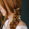 gold sweet pea flower hair pin set by twigs and honey