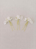 handmade sweet pea flower hair pin set by twigs & honey