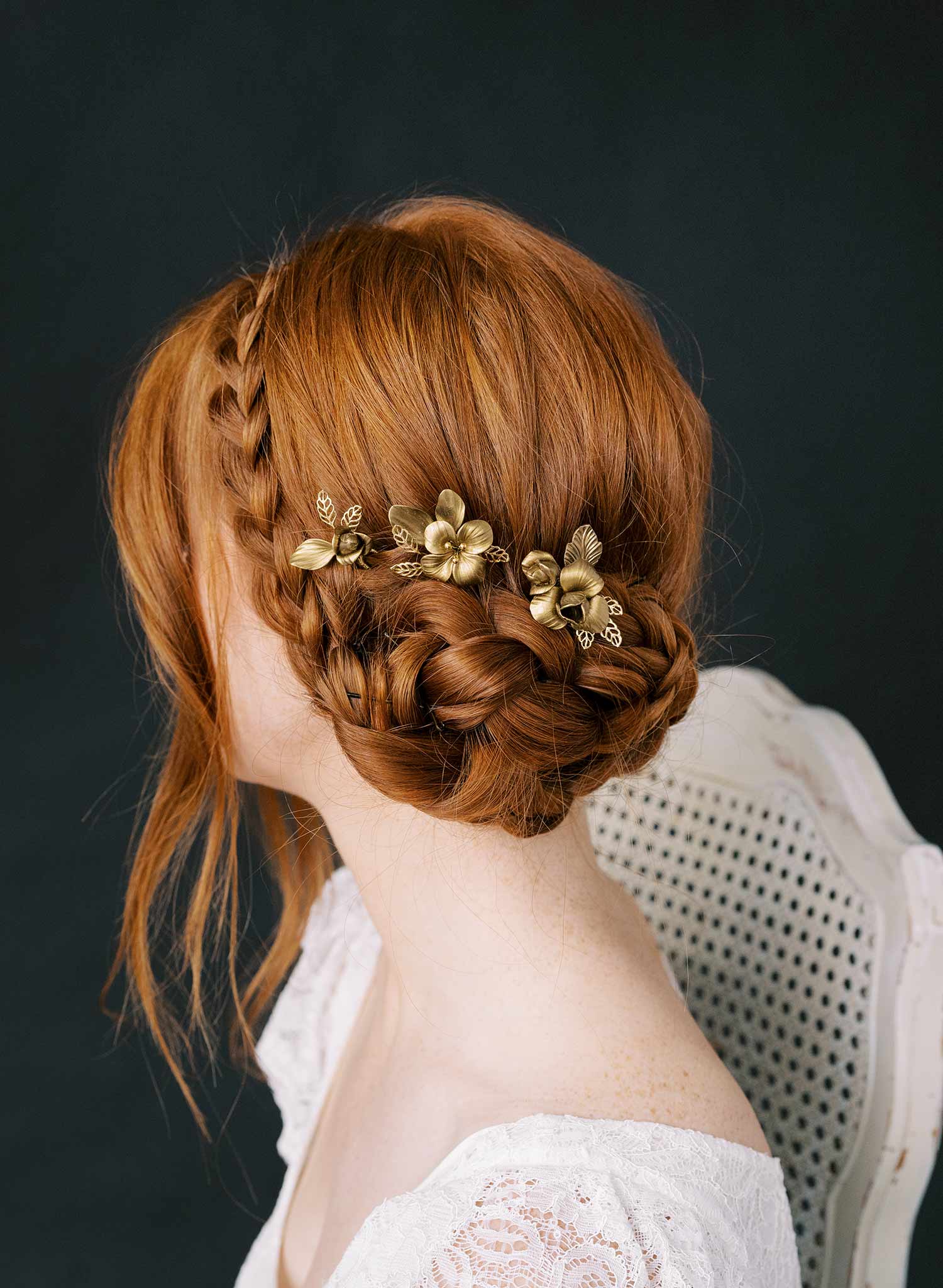 Petite gilded blossoms hair pin set of 3 - Style #2325