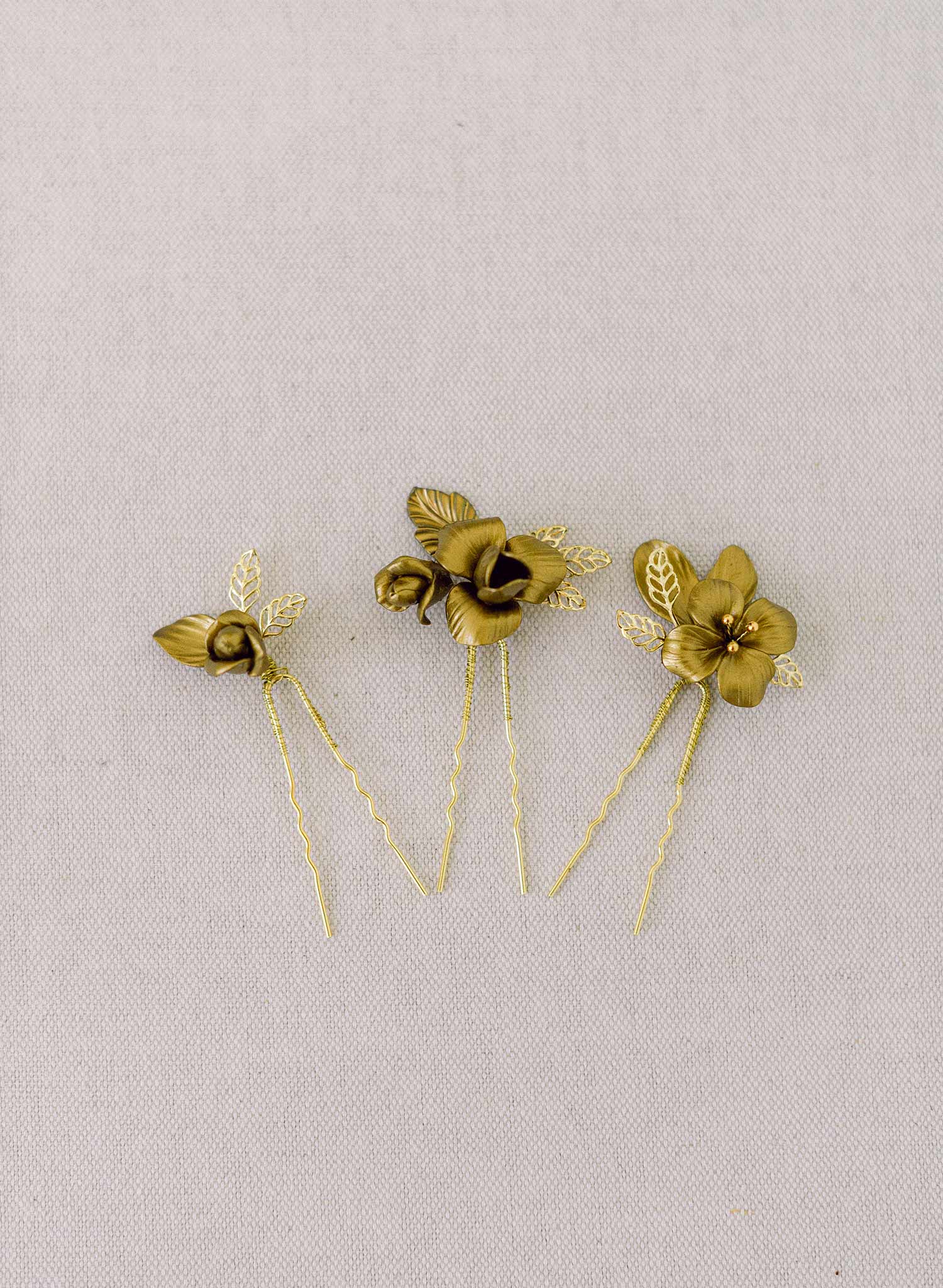 Petite gilded blossoms hair pin set of 3 - Style #2325