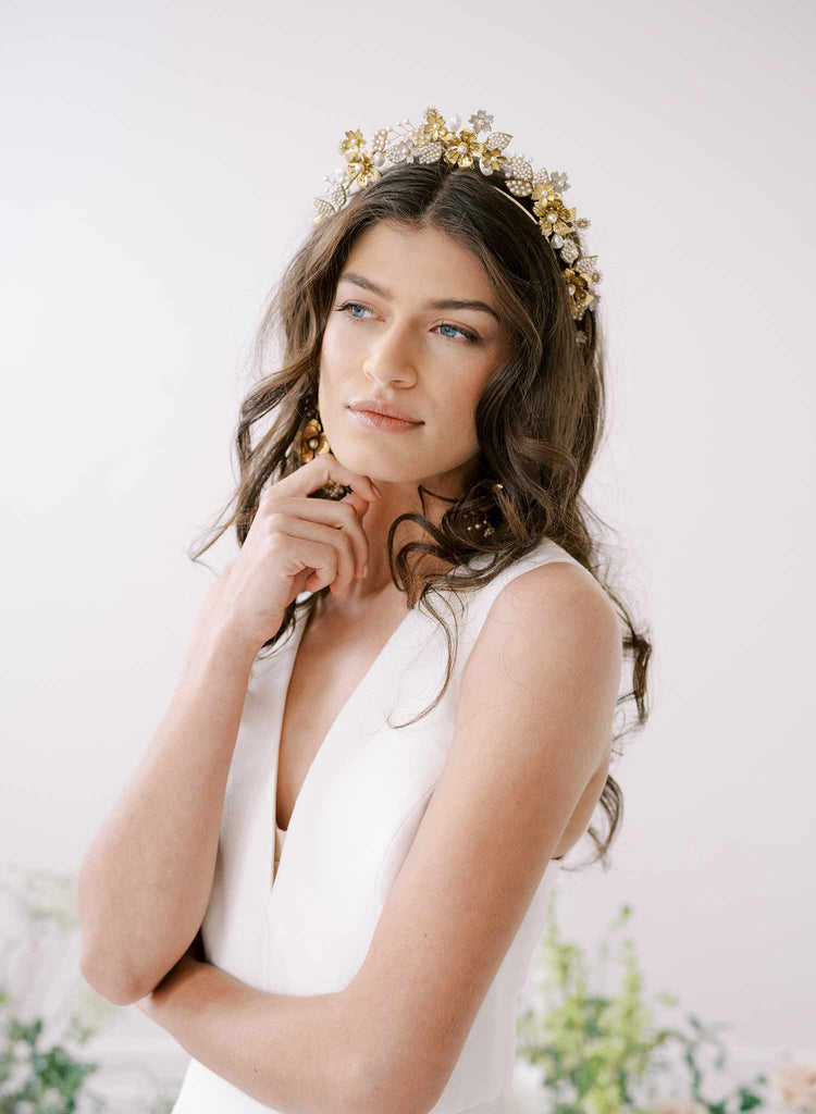 bridal flower tiara headpiece by twigs and honey