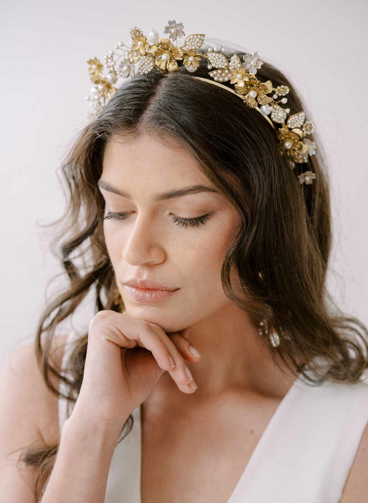 bridal flower tiara headpiece by twigs and honey