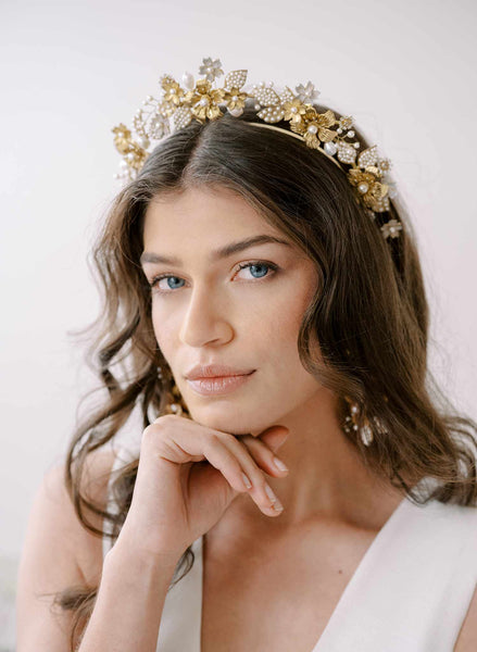 Bridal tiara, flower crown - Flourishing garden raised tiara - Style