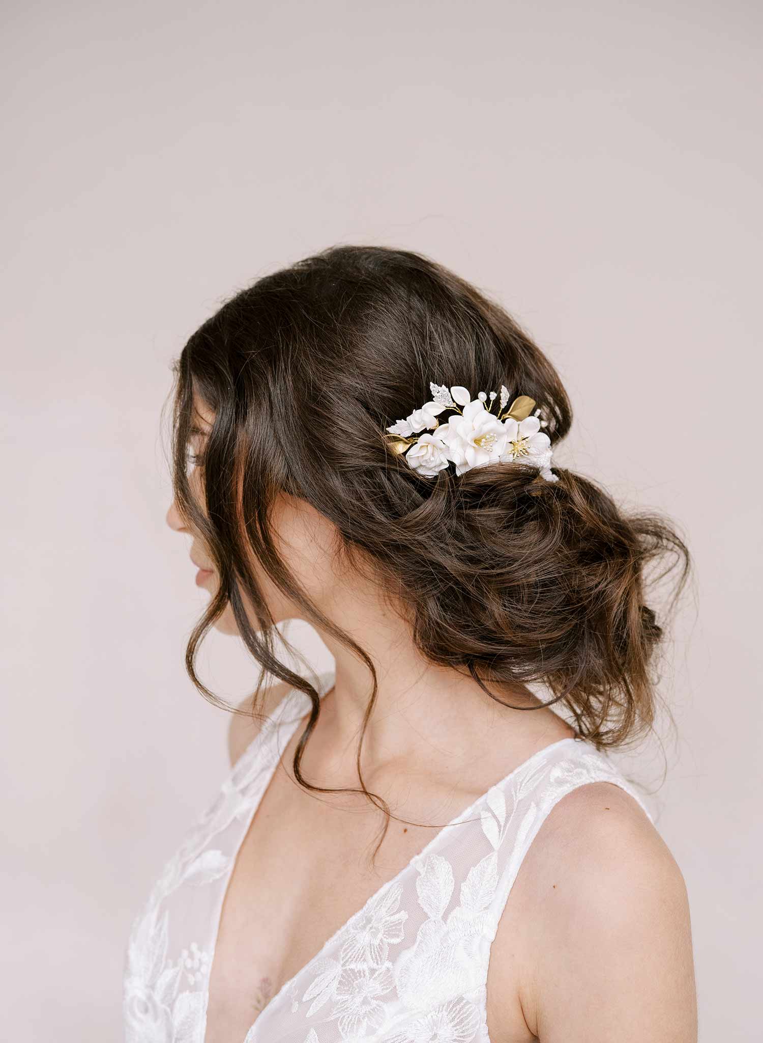 Buttercream flowers bridal hair comb - Style #2328