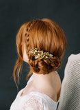 gold flower bridal hair comb by twigs and honey