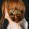 gold flower bridal hair comb by twigs and honey