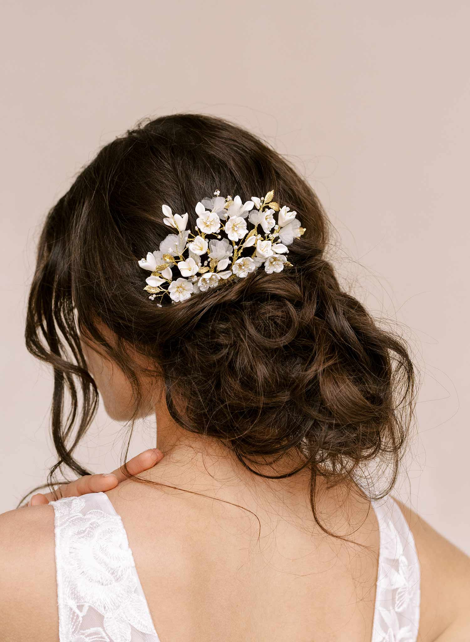 Petite blossoms and silk spray hair comb - Style #2333